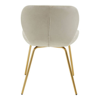 Orsina Warton Mink Velvet Dining Chair | Quilted Seat with Gold Legs