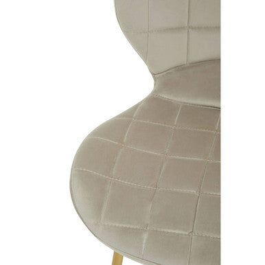 Orsina Warton Mink Velvet Dining Chair | Quilted Seat with Gold Legs