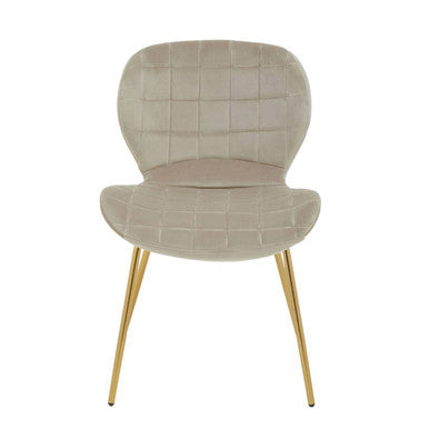 Orsina Warton Mink Velvet Dining Chair | Quilted Seat with Gold Legs