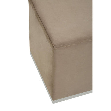 Orsina Hagen Mink Velvet Square Stool | Silver Stainless Steel Base
