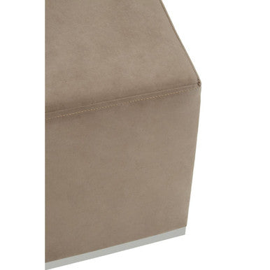 Orsina Hagen Mink Velvet Square Stool | Silver Stainless Steel Base