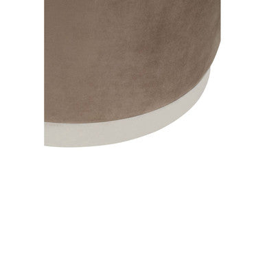 Orsina Hagen Round Velvet Stool – Mink and Silver Luxury Ottoman