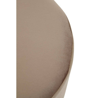 Orsina Hagen Round Velvet Stool – Mink and Silver Luxury Ottoman