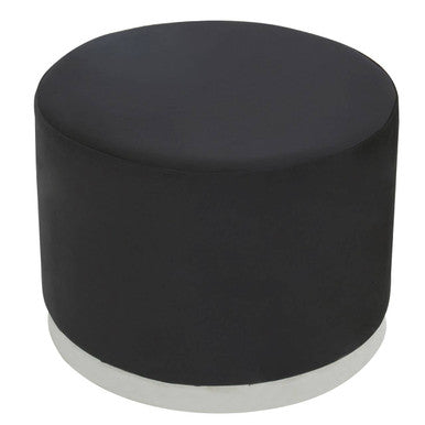 Orsina Hagen Round Velvet Stool – Black and Silver Contemporary Seating