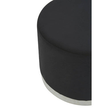 Orsina Hagen Round Velvet Stool – Black and Silver Contemporary Seating