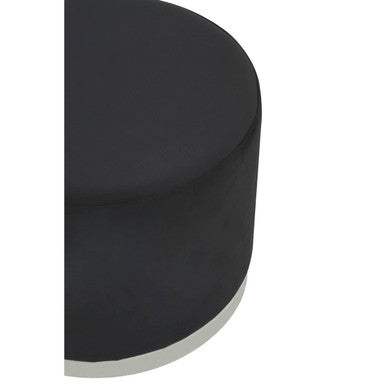 Orsina Hagen Round Velvet Stool – Black and Silver Contemporary Seating