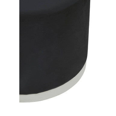 Orsina Hagen Round Velvet Stool – Black and Silver Contemporary Seating