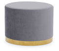 Orsina Hagen Round Velvet Stool – Grey and Gold Vanity Seating