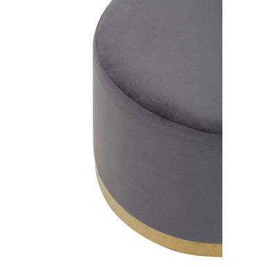 Orsina Hagen Round Velvet Stool – Grey and Gold Vanity Seating