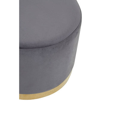 Orsina Hagen Round Velvet Stool – Grey and Gold Vanity Seating