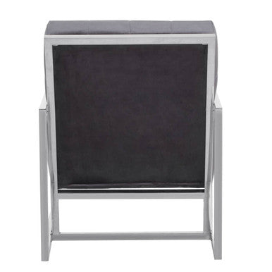 Orsina Hana Grey Velvet Armchair | Tufted Seat & Stainless Steel Frame