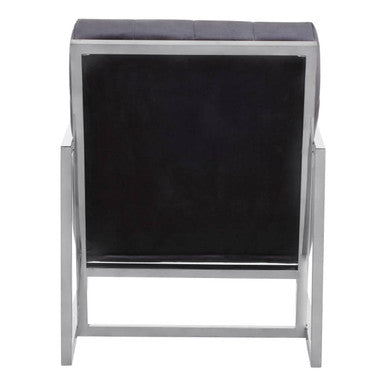 Orsina Hana Black Velvet Accent Chair | Tufted Stainless Steel Frame