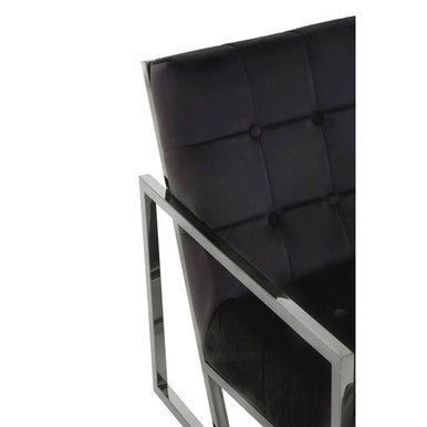 Orsina Hana Black Velvet Accent Chair | Tufted Stainless Steel Frame