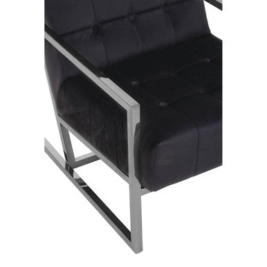 Orsina Hana Black Velvet Accent Chair | Tufted Stainless Steel Frame