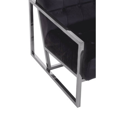 Orsina Hana Black Velvet Accent Chair | Tufted Stainless Steel Frame