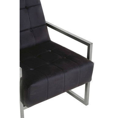 Orsina Hana Black Velvet Accent Chair | Tufted Stainless Steel Frame
