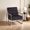 Orsina Hana Black Velvet Accent Chair | Tufted Stainless Steel Frame