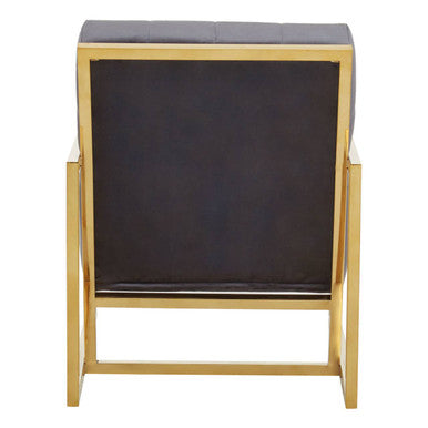 Orsina Hana Grey Velvet Accent Chair with Gold Stainless Steel Frame