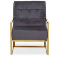 Orsina Hana Grey Velvet Accent Chair with Gold Stainless Steel Frame