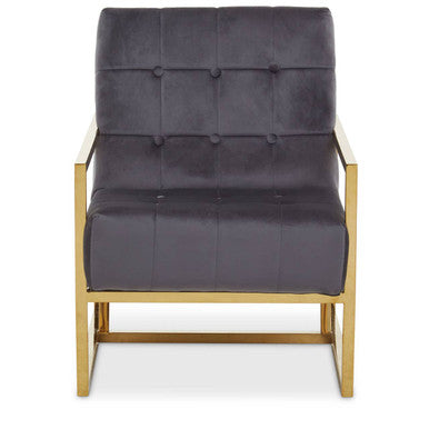 Orsina Hana Grey Velvet Accent Chair with Gold Stainless Steel Frame