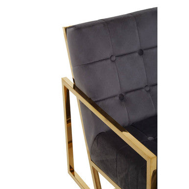 Orsina Hana Grey Velvet Accent Chair with Gold Stainless Steel Frame