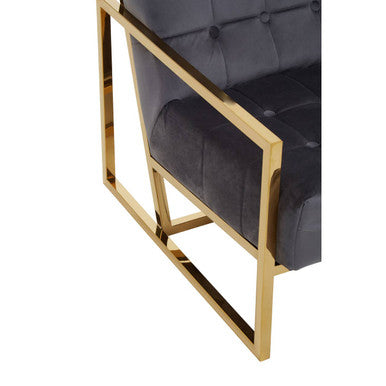 Orsina Hana Grey Velvet Accent Chair with Gold Stainless Steel Frame