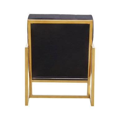 Orsina Hana Black Velvet Accent Chair | Tufted Seat with Gold Frame