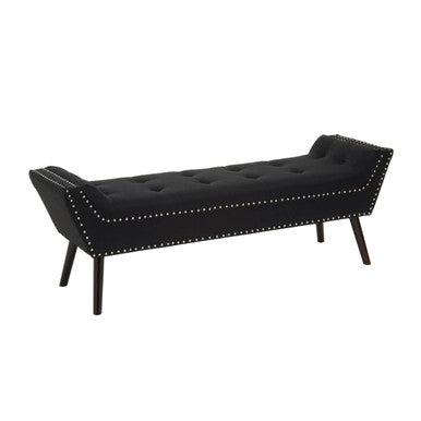 Orsina Alea Black Fabric Entryway Bench – Tufted Modern Accent Seat