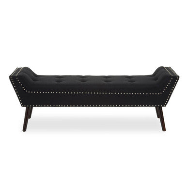 Orsina Alea Black Fabric Entryway Bench – Tufted Modern Accent Seat