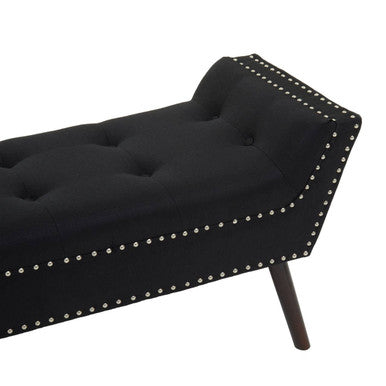 Orsina Alea Black Fabric Entryway Bench – Tufted Modern Accent Seat