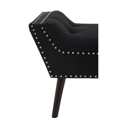 Orsina Alea Black Fabric Entryway Bench – Tufted Modern Accent Seat