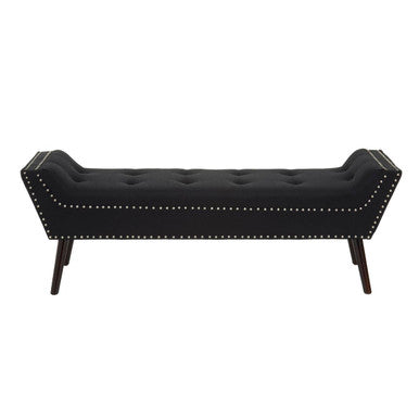 Orsina Alea Black Fabric Entryway Bench – Tufted Modern Accent Seat