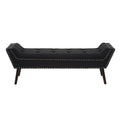 Orsina Alea Black Fabric Entryway Bench – Tufted Modern Accent Seat