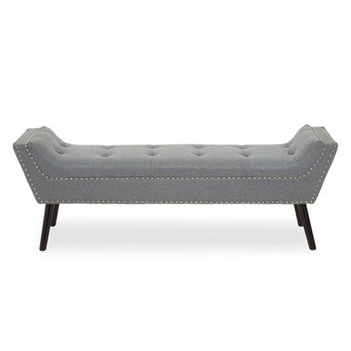 Orsina Alea Grey Fabric Bench – Tufted Upholstered Entryway Seating