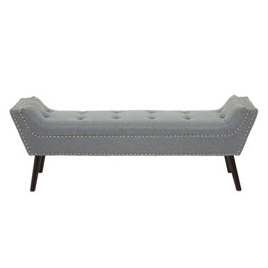 Orsina Alea Grey Fabric Bench – Tufted Upholstered Entryway Seating