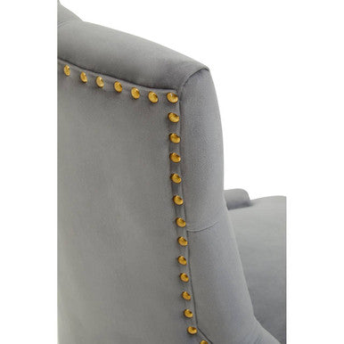 Orsina Anita Velvet Home Office Chair | Grey Swivel Desk Chair with Gold Base
