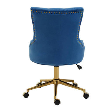 Orsina Anita Blue Velvet Home Office Chair | Swivel Gold Base