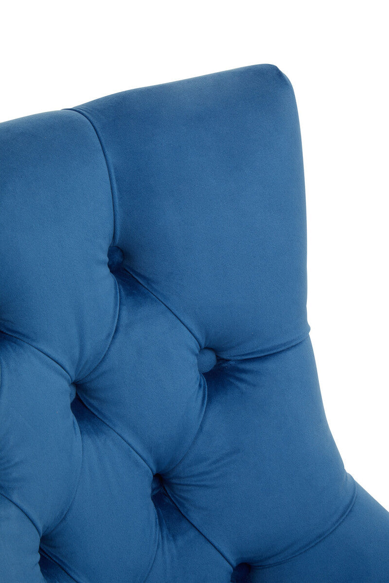Orsina Anita Blue Velvet Home Office Chair | Swivel Gold Base