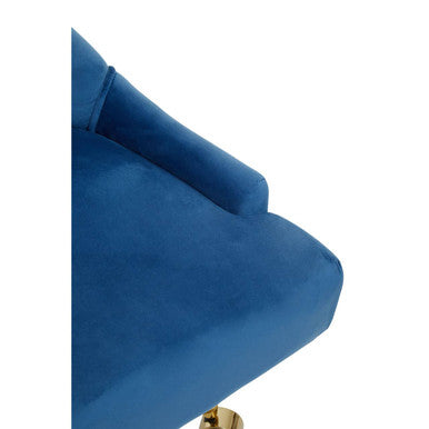 Orsina Anita Blue Velvet Home Office Chair | Swivel Gold Base