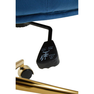 Orsina Anita Blue Velvet Home Office Chair | Swivel Gold Base