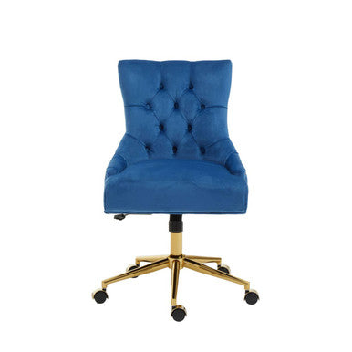Orsina Anita Blue Velvet Home Office Chair | Swivel Gold Base