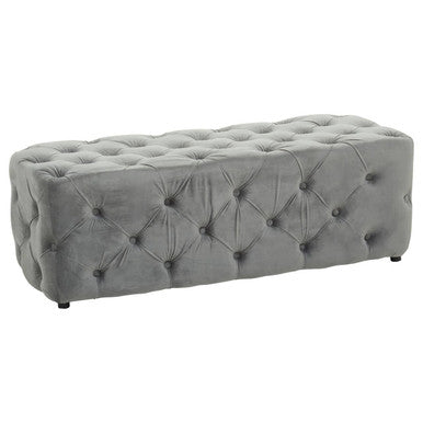 Orsina Alea Grey Velvet Button Tufted Bench – Modern Bedroom Seating