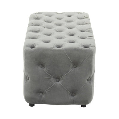 Orsina Alea Grey Velvet Button Tufted Bench – Modern Bedroom Seating