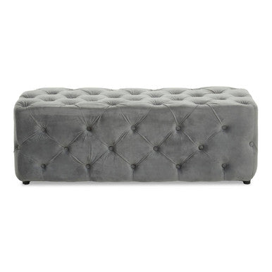 Orsina Alea Grey Velvet Button Tufted Bench – Modern Bedroom Seating
