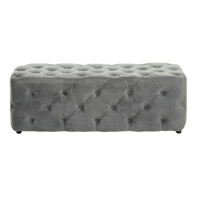 Orsina Alea Grey Velvet Button Tufted Bench – Modern Bedroom Seating