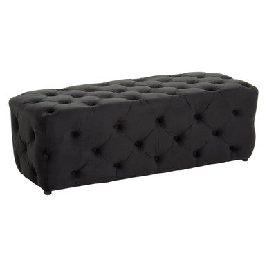 Orsina Alea Black Velvet Bench – Tufted Entryway and Bedroom Seating