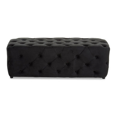 Orsina Alea Black Velvet Bench – Tufted Entryway and Bedroom Seating