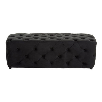 Orsina Alea Black Velvet Bench – Tufted Entryway and Bedroom Seating