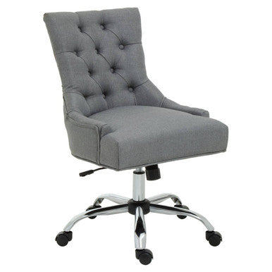 Orsina Anita Home Office Chair – Grey Fabric Swivel with Chrome Base
