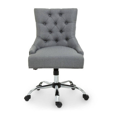 Orsina Anita Home Office Chair – Grey Fabric Swivel with Chrome Base